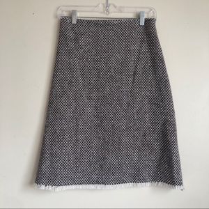 Erica Tanov Wool Blend A-line Frayed Hem Skirt Size 0